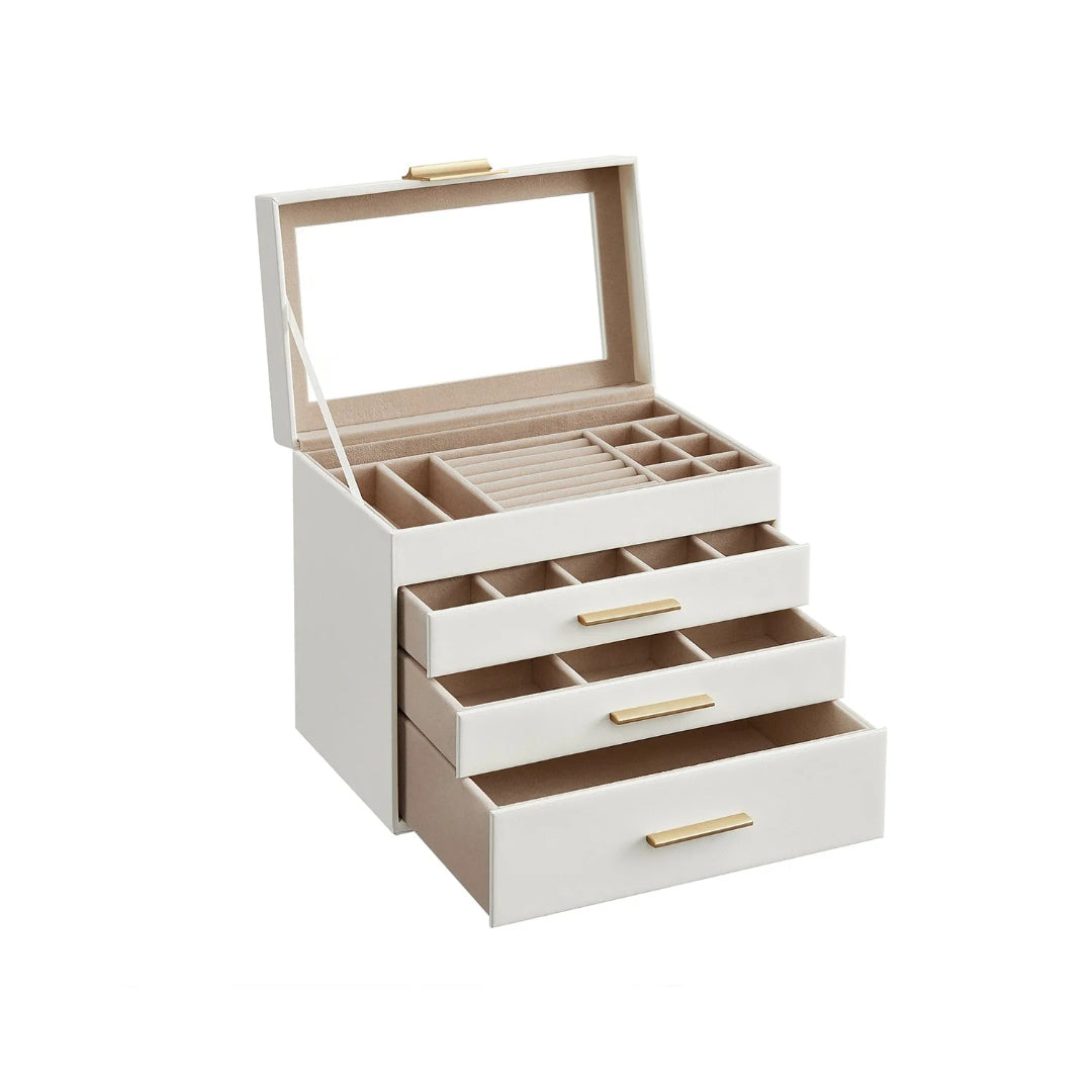 Large Jewelry Box With Glass Lid 4 Or 6 Layer Organizer – product view 1 | Ridgefield Furniture