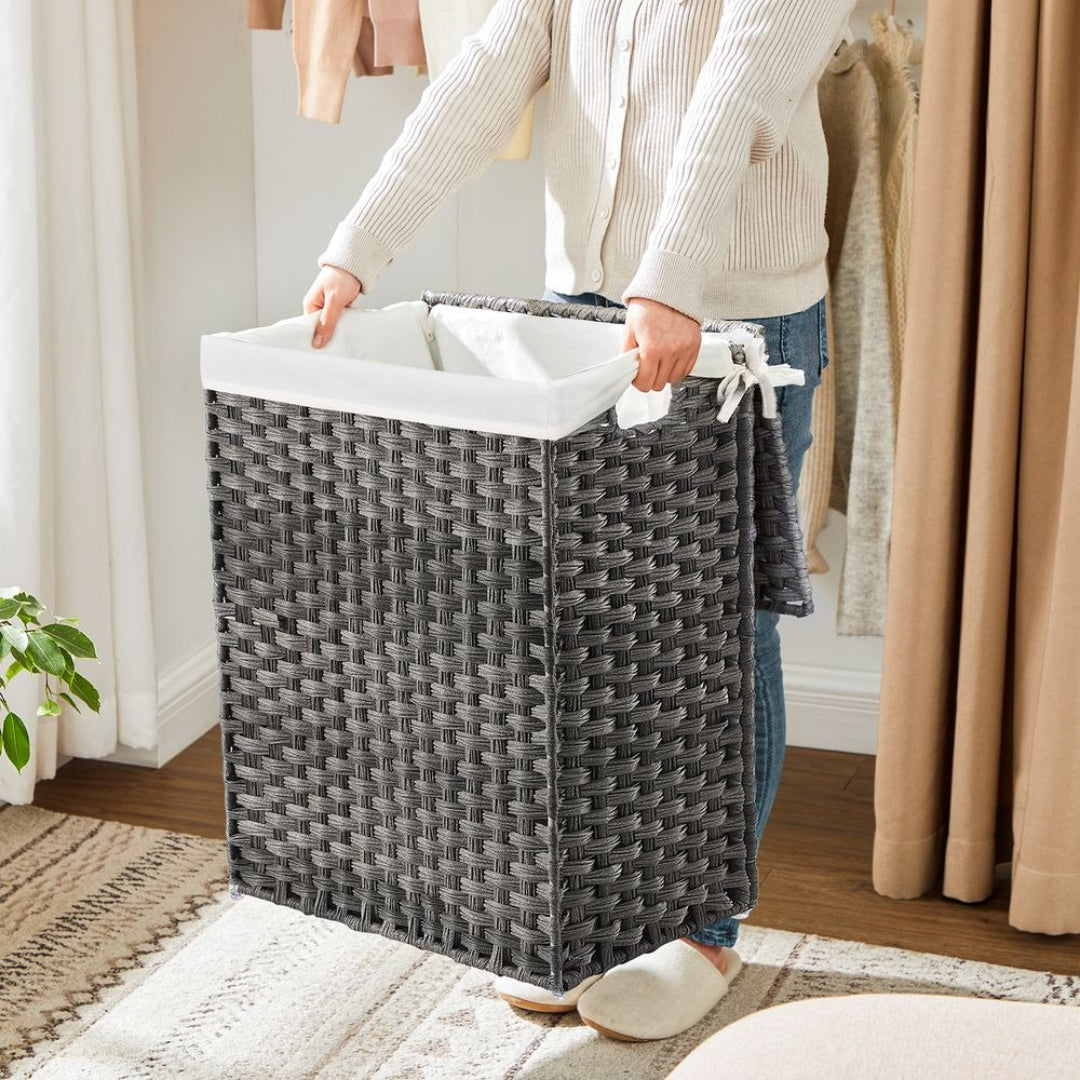 Laundry Basket With Lid 23.8 Gallon Rattan Hamper 23.6in High – product view 8 | Ridgefield Furniture