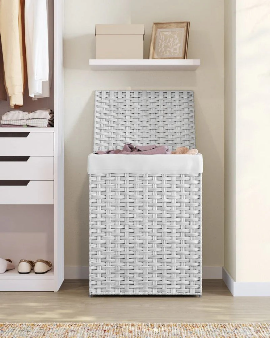 Laundry Basket With Lid 23.8 Gallon Rattan Hamper 23.6in High – product view 25 | Ridgefield Furniture