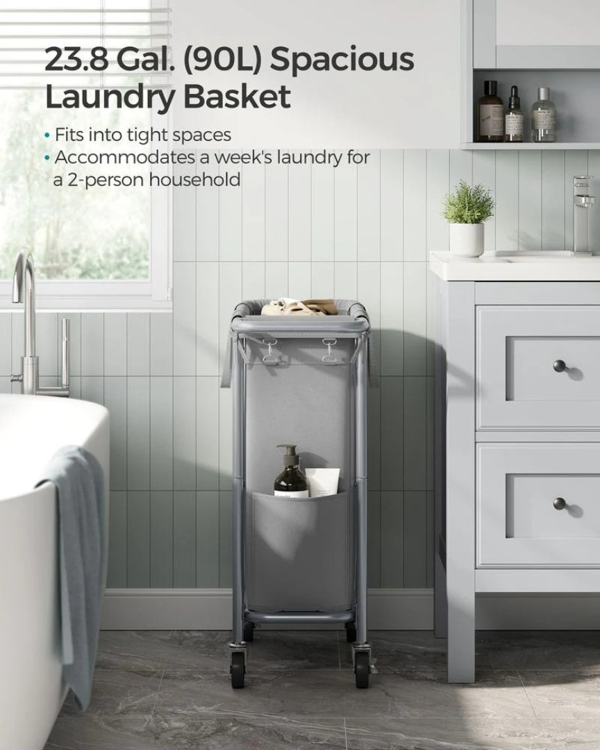 Laundry Basket With Wheels 23.8 Gallon Slim Hamper 31.9in High – product view 3 | Ridgefield Furniture