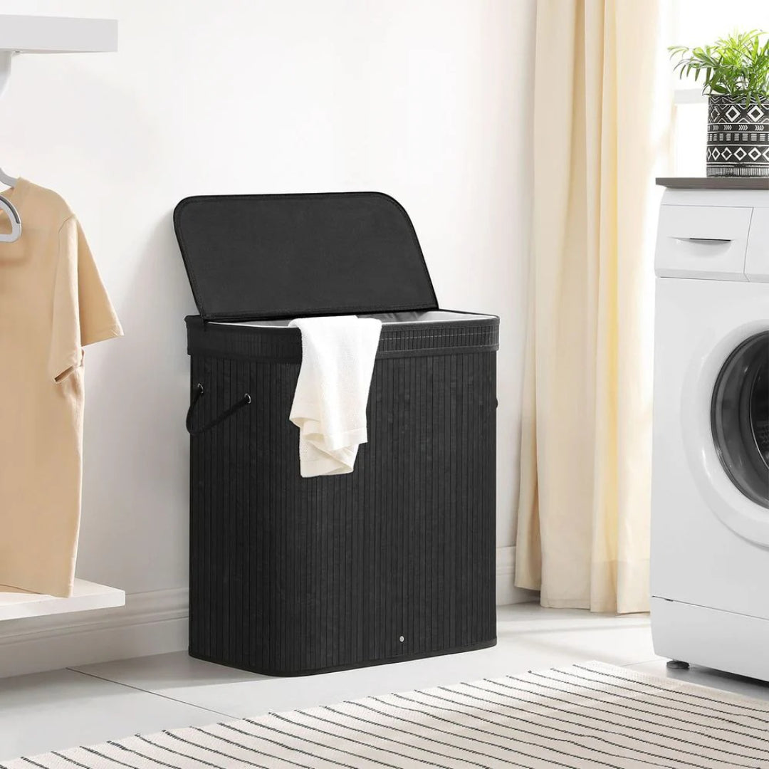 Laundry Hamper With Lid 26.4 Gallon Bamboo Basket 24in High – product view 3 | Ridgefield Furniture