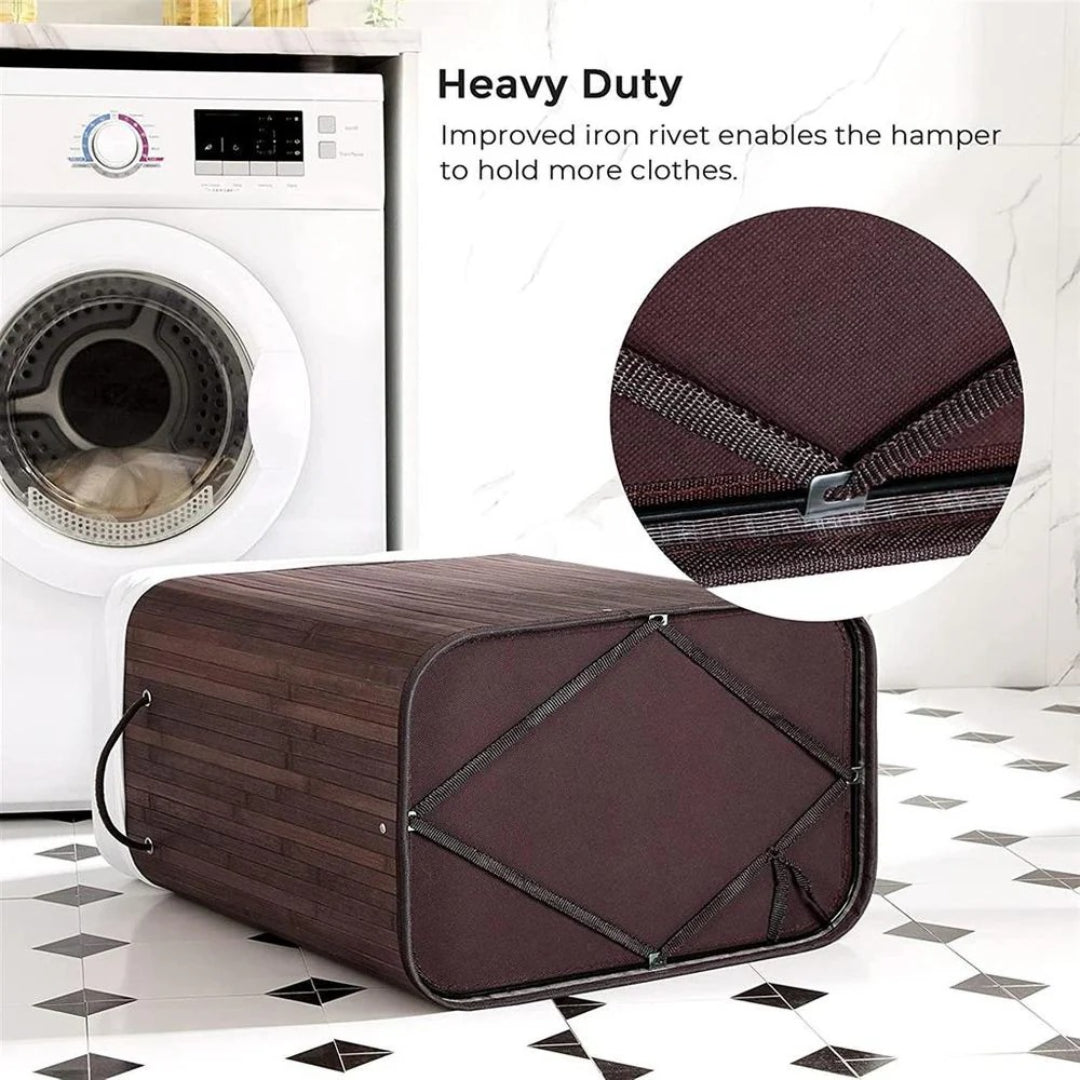 Laundry Hamper With Lid 26.4 Gallon Bamboo Basket 24in High – product view 12 | Ridgefield Furniture