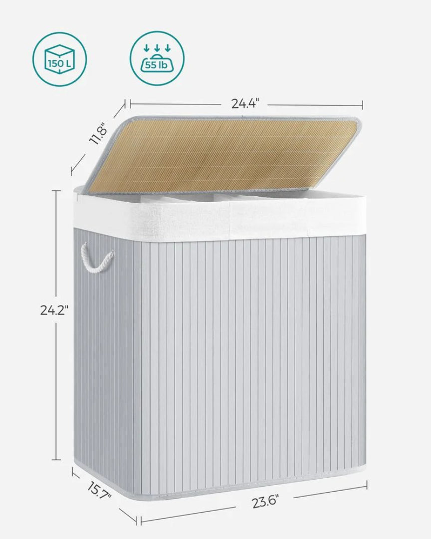 Laundry Hamper With Lid 3 Section 39.6 Gallon Sorter – product view 8 | Ridgefield Furniture