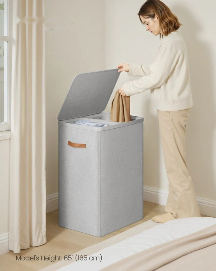 Laundry Hamper With Lid 44.9 Gallon 2 Compartment Sorter – product view 10 | Ridgefield Furniture
