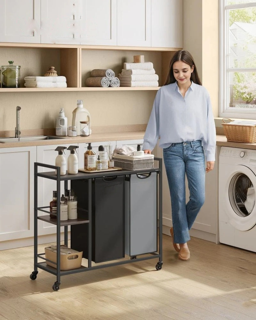 Laundry Hamper With Wheels 2 Compartments 26.4 Gallon Sorter – product view 2 | Ridgefield Furniture