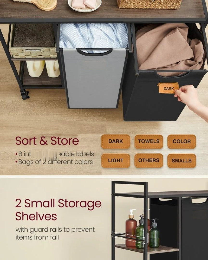 Laundry Hamper With Wheels 2 Compartments 26.4 Gallon Sorter – product view 4 | Ridgefield Furniture