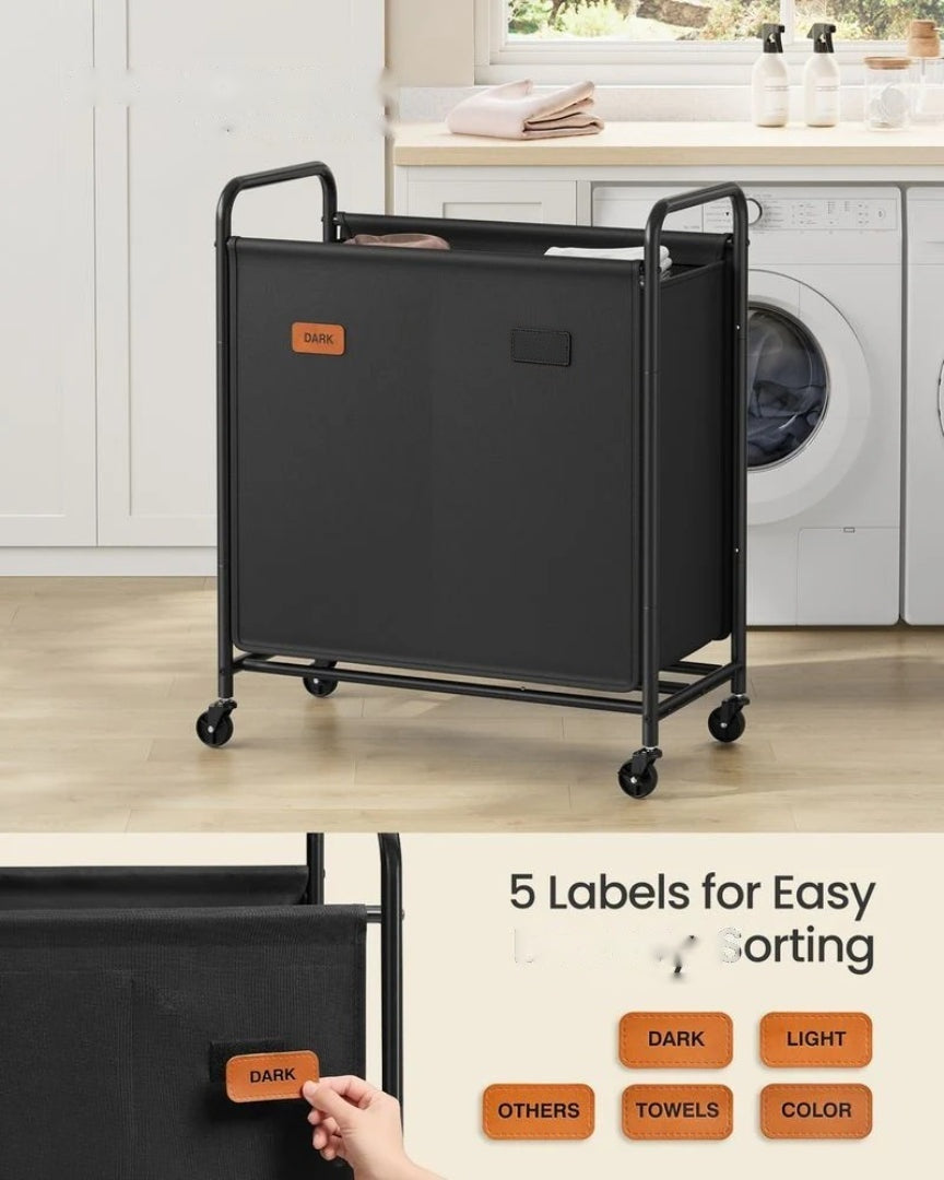 Laundry Hamper With Wheels 2 Section 37 Gallon Sorter – product view 2 | Ridgefield Furniture