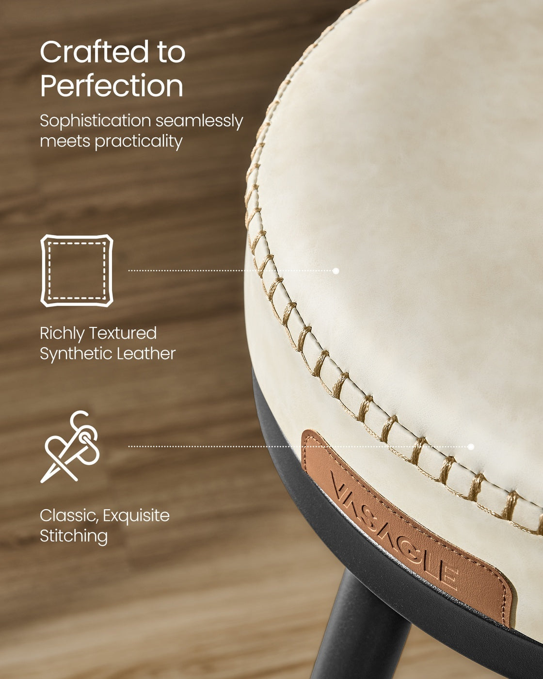 Leather Bar Stools With Backs, 360 Degree Swivel Seat 35.8 Or 39.8 Inch - product photo 79