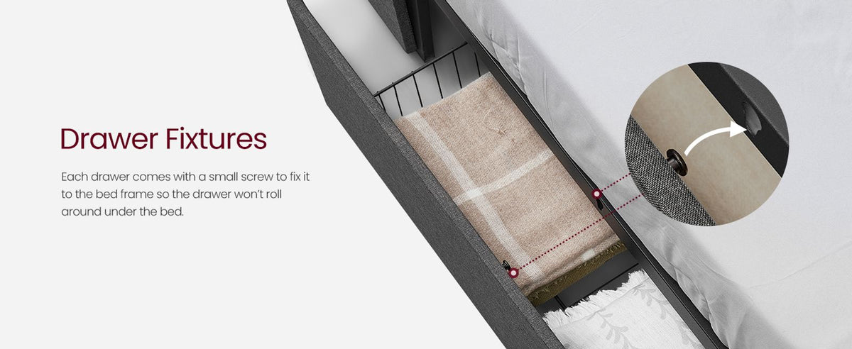 LED Bed Frame Queen Size With Headboard And 4 Drawers - product photo 30