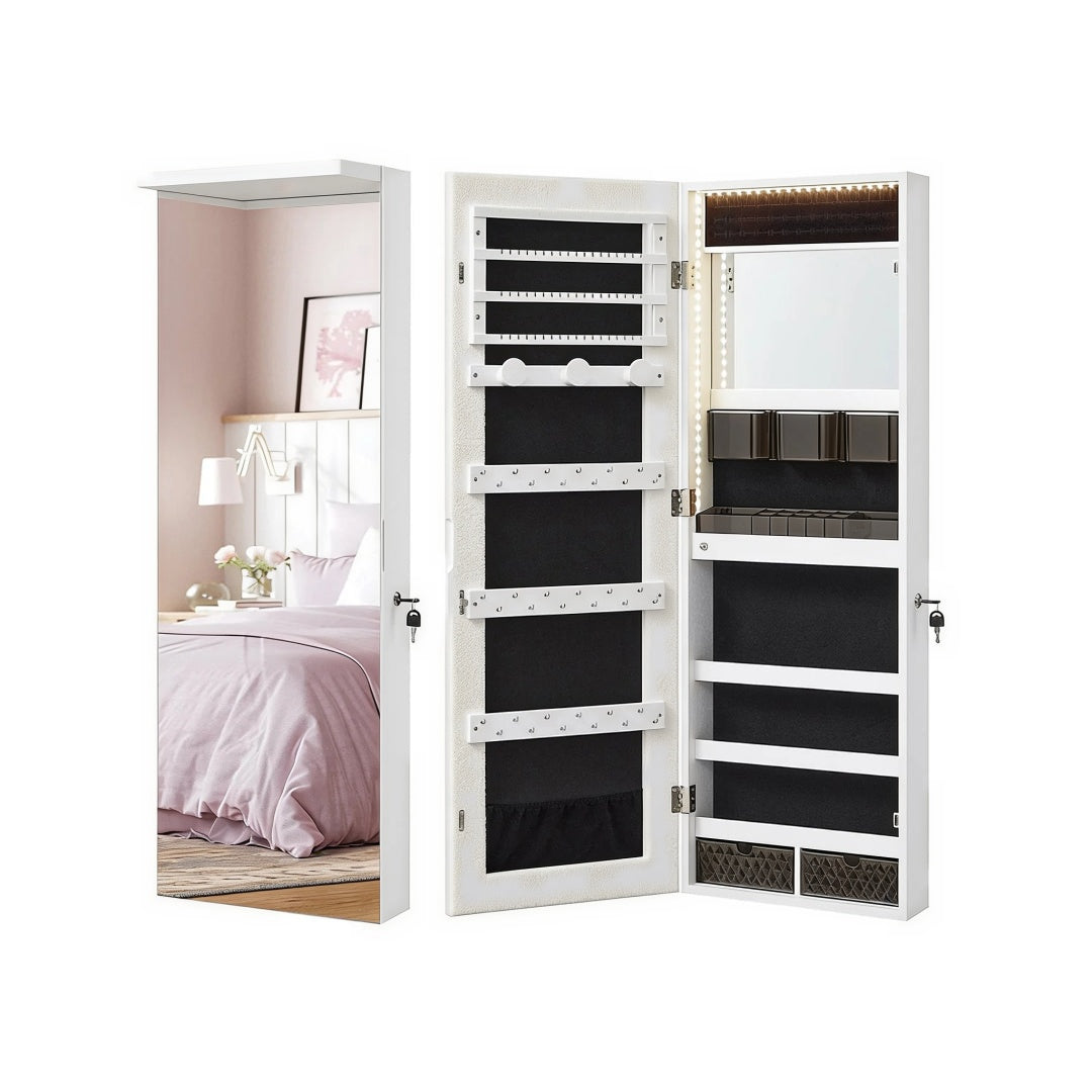 LED Mirror Jewelry Cabinet Armoire Wall Or Door Mounted – product view 1 | Ridgefield Furniture
