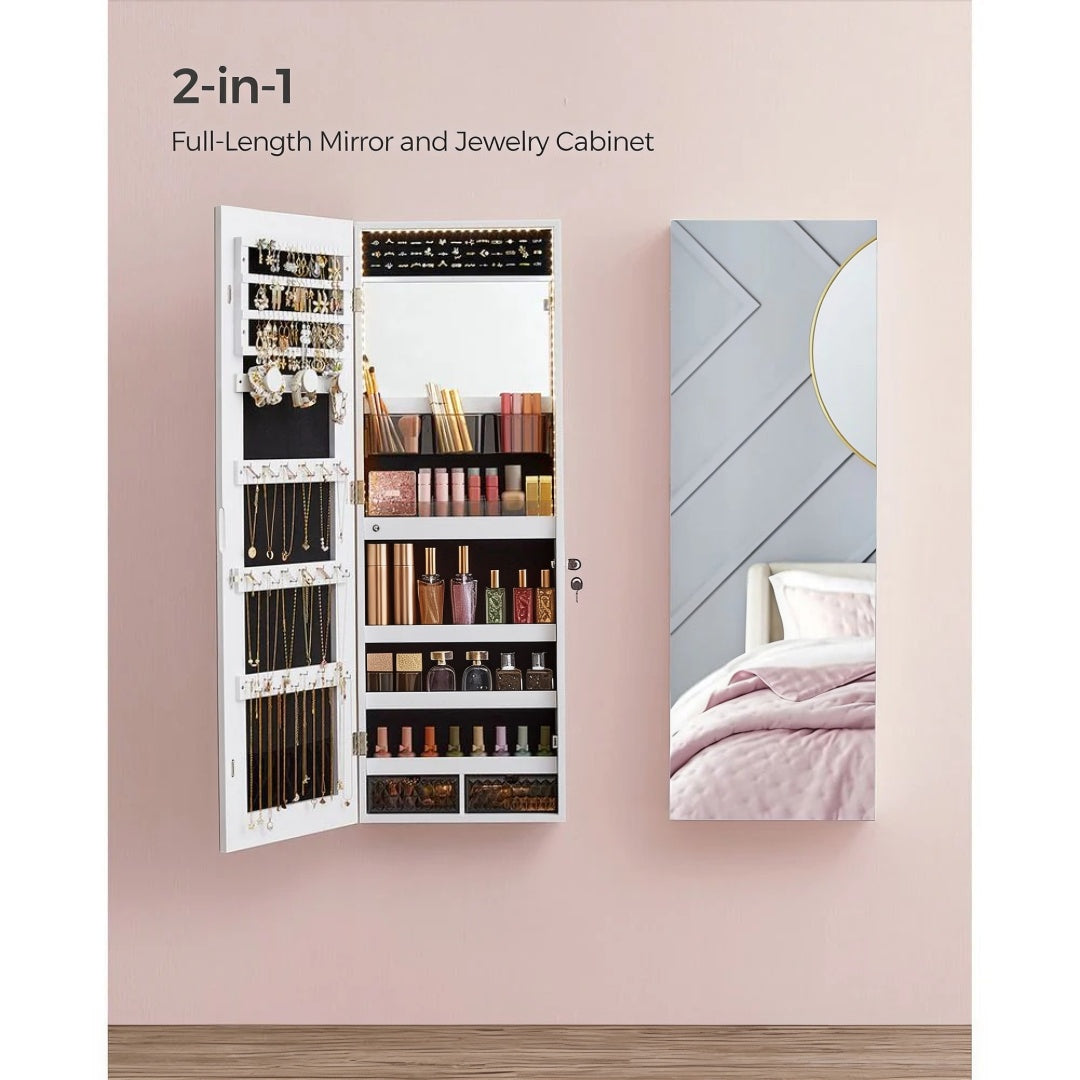 LED Mirror Jewelry Cabinet Armoire Wall Or Door Mounted – product view 7 | Ridgefield Furniture