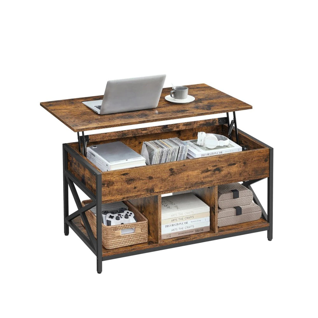 Lift Top Coffee Table with Hidden Storage and Open Shelves – product view 1 | Ridgefield Furniture