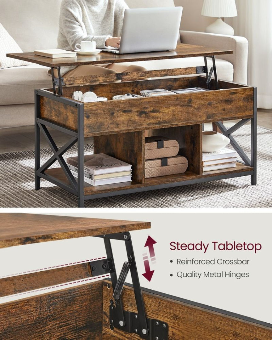 Lift Top Coffee Table with Hidden Storage and Open Shelves – product view 7 | Ridgefield Furniture