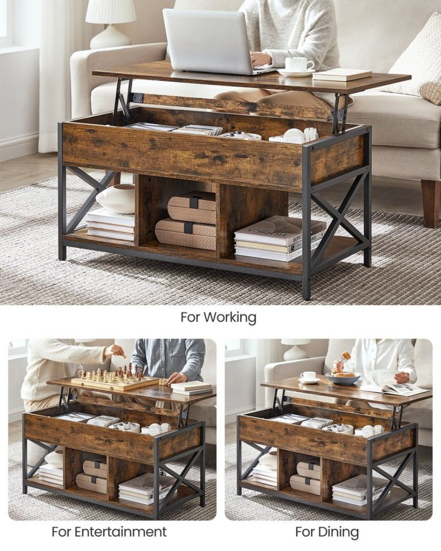 Lift Top Coffee Table with Hidden Storage and Open Shelves – product view 8 | Ridgefield Furniture