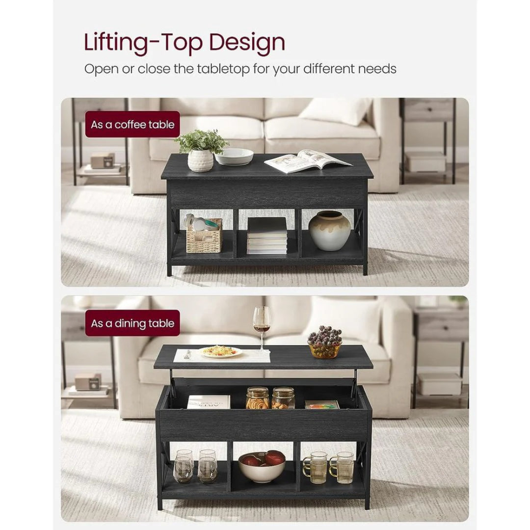Lift Top Coffee Table with Hidden Storage and Open Shelves – product view 13 | Ridgefield Furniture