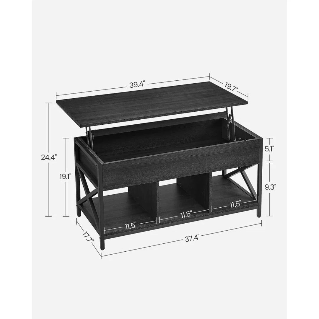 Lift Top Coffee Table with Hidden Storage and Open Shelves – product view 17 | Ridgefield Furniture