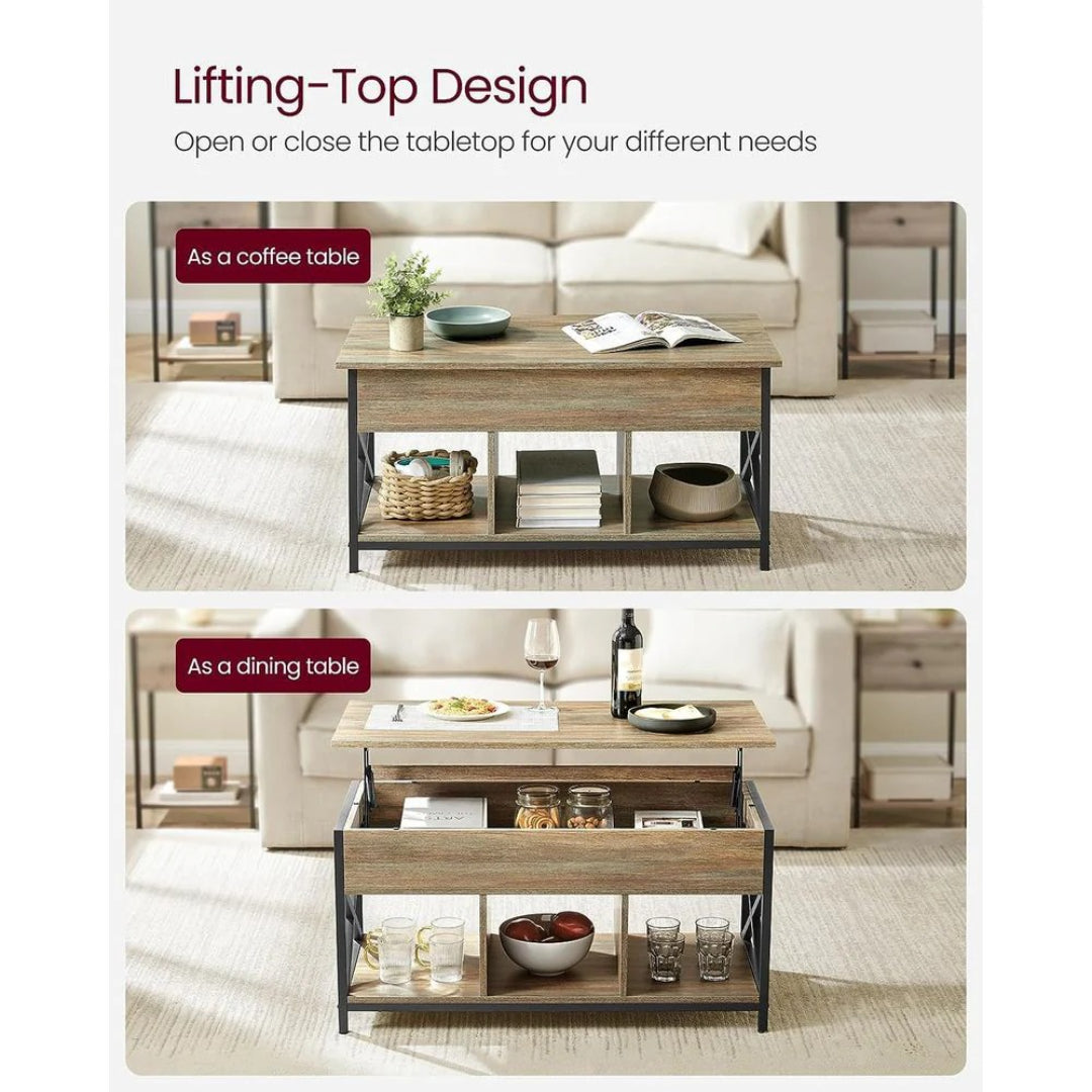 Lift Top Coffee Table with Hidden Storage and Open Shelves – product view 19 | Ridgefield Furniture