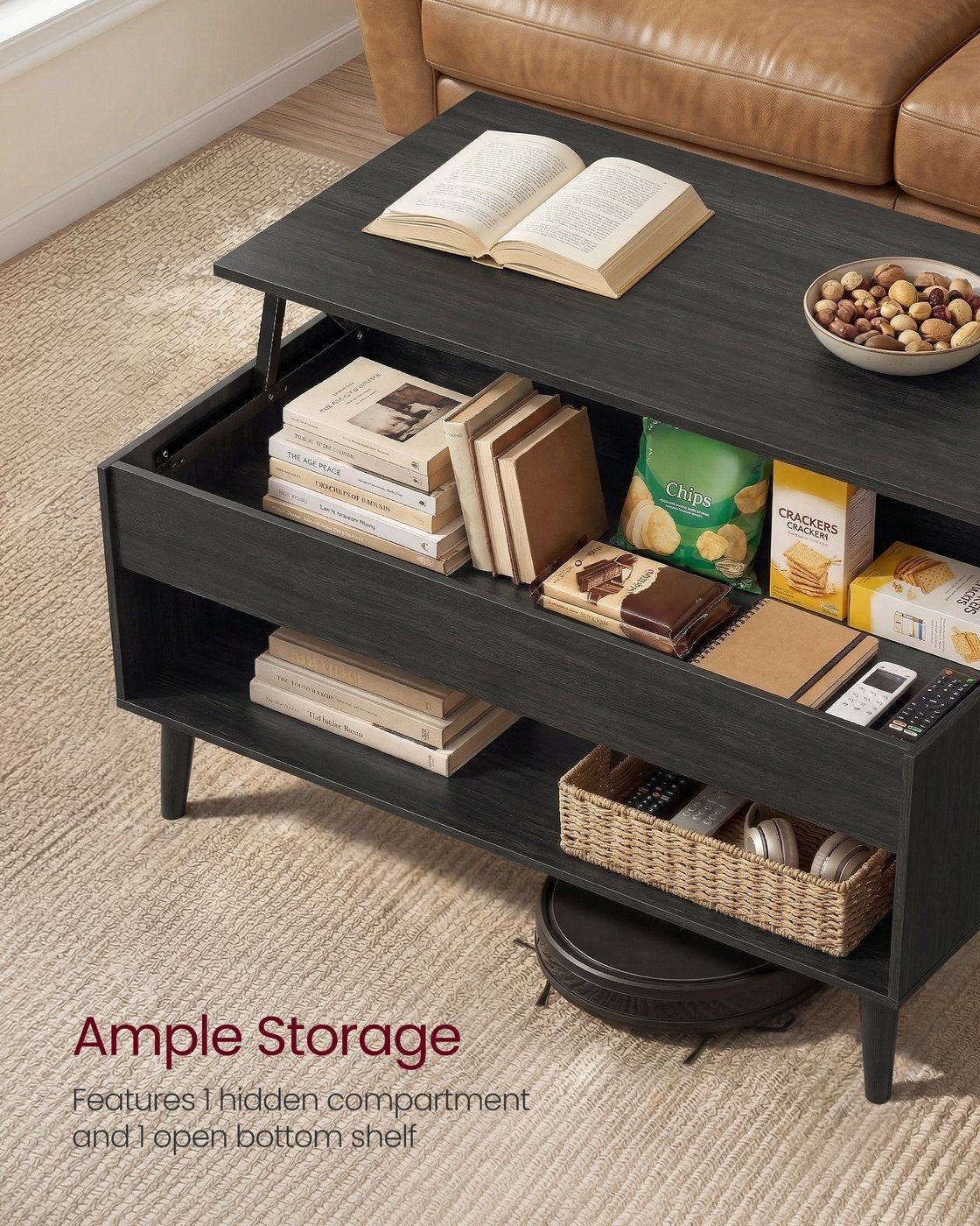 Lift Top Coffee Table With Hidden Storage Compartment, Living Room - product photo 08
