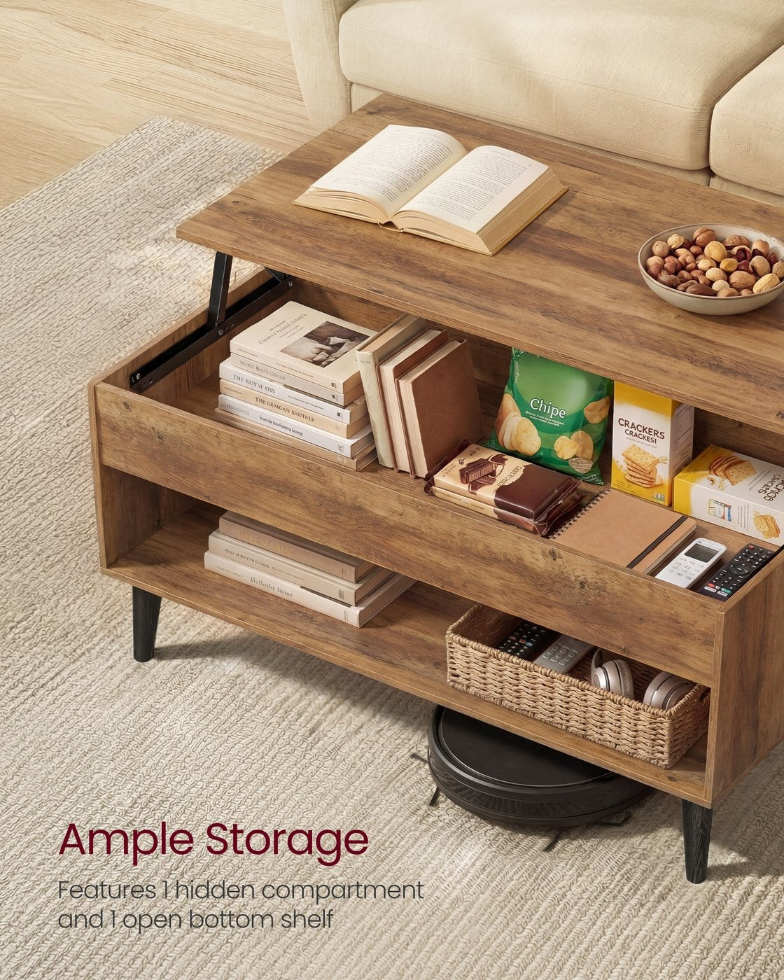 Lift Top Coffee Table With Hidden Storage Compartment, Living Room - product photo 12