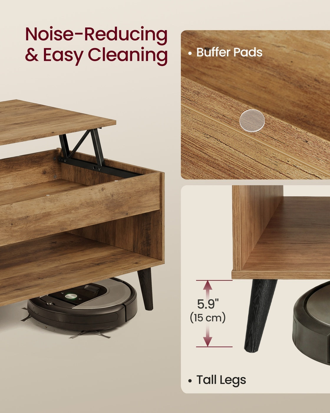 Lift Top Coffee Table With Hidden Storage Compartment, Living Room - product photo 13