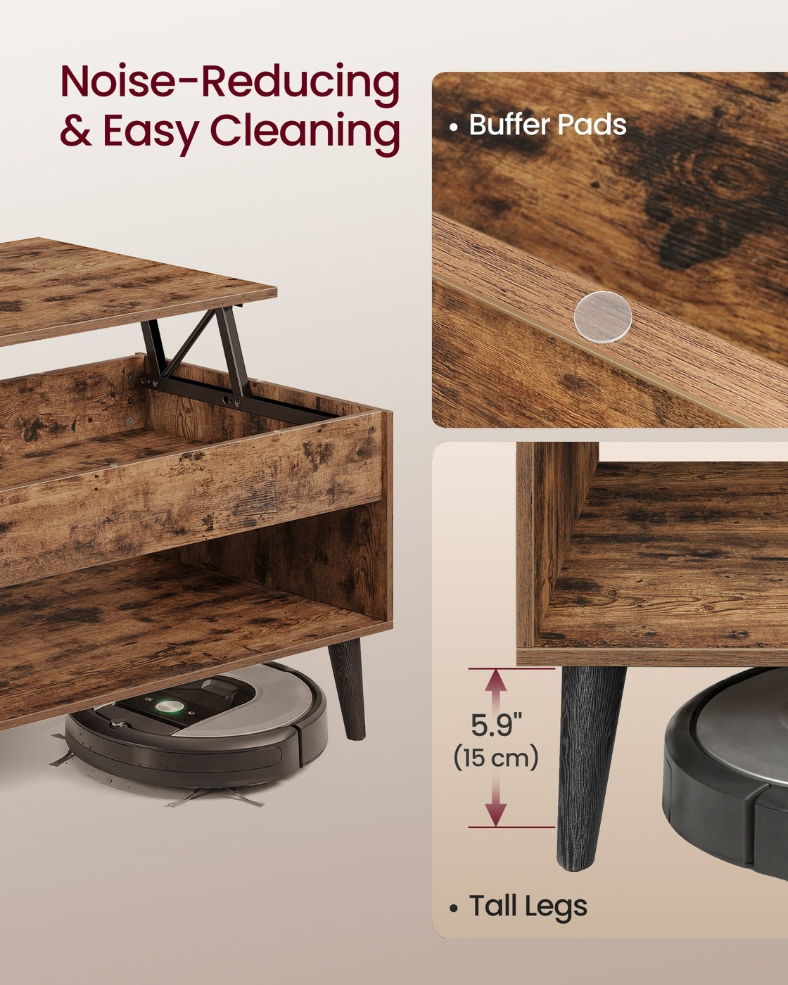 Lift Top Coffee Table With Hidden Storage Compartment, Living Room - product photo 18