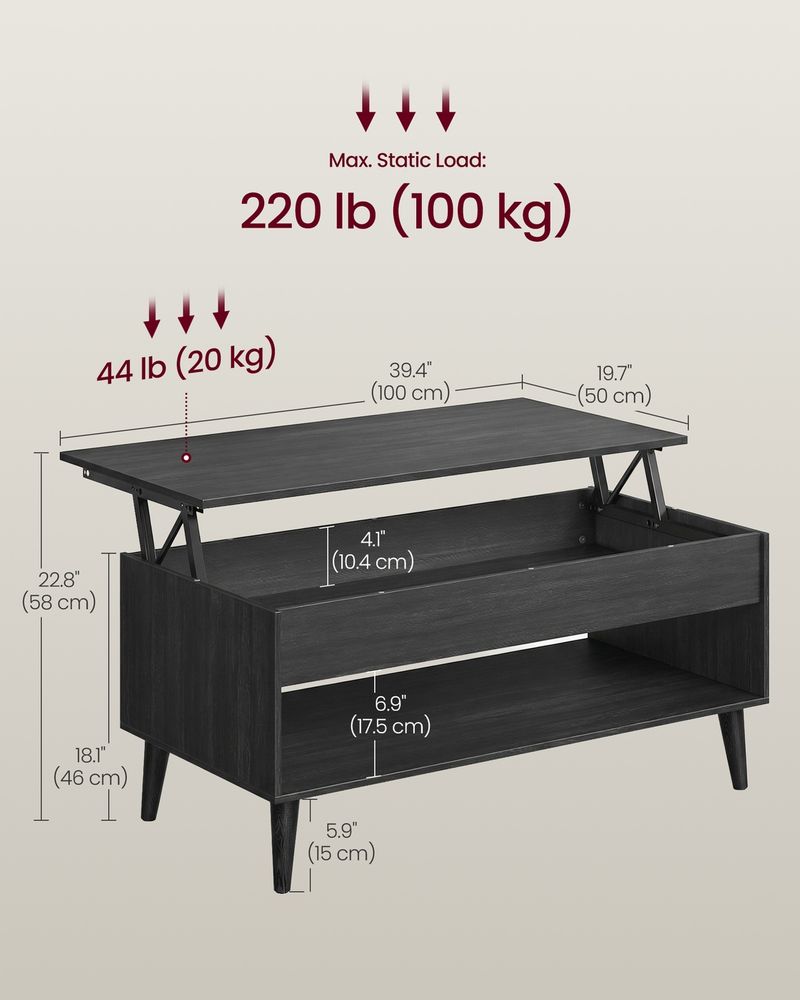 Lift Top Coffee Table With Hidden Storage For Living Room - product photo 03