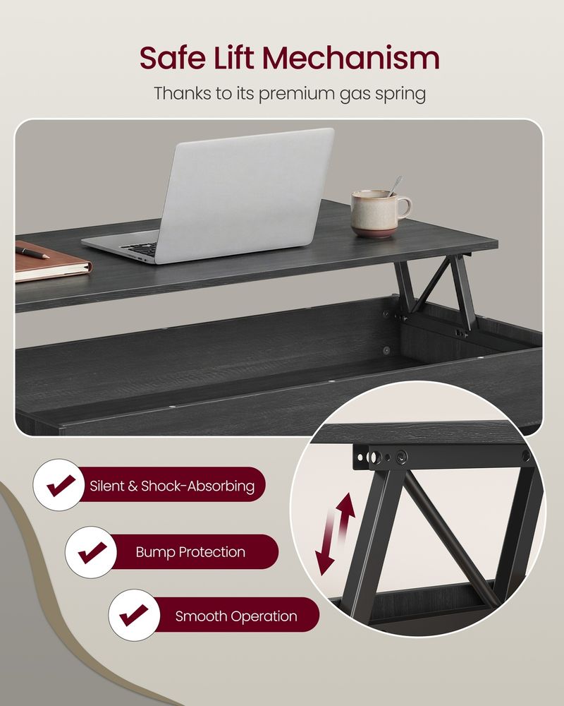Lift Top Coffee Table With Hidden Storage For Living Room - product photo 04