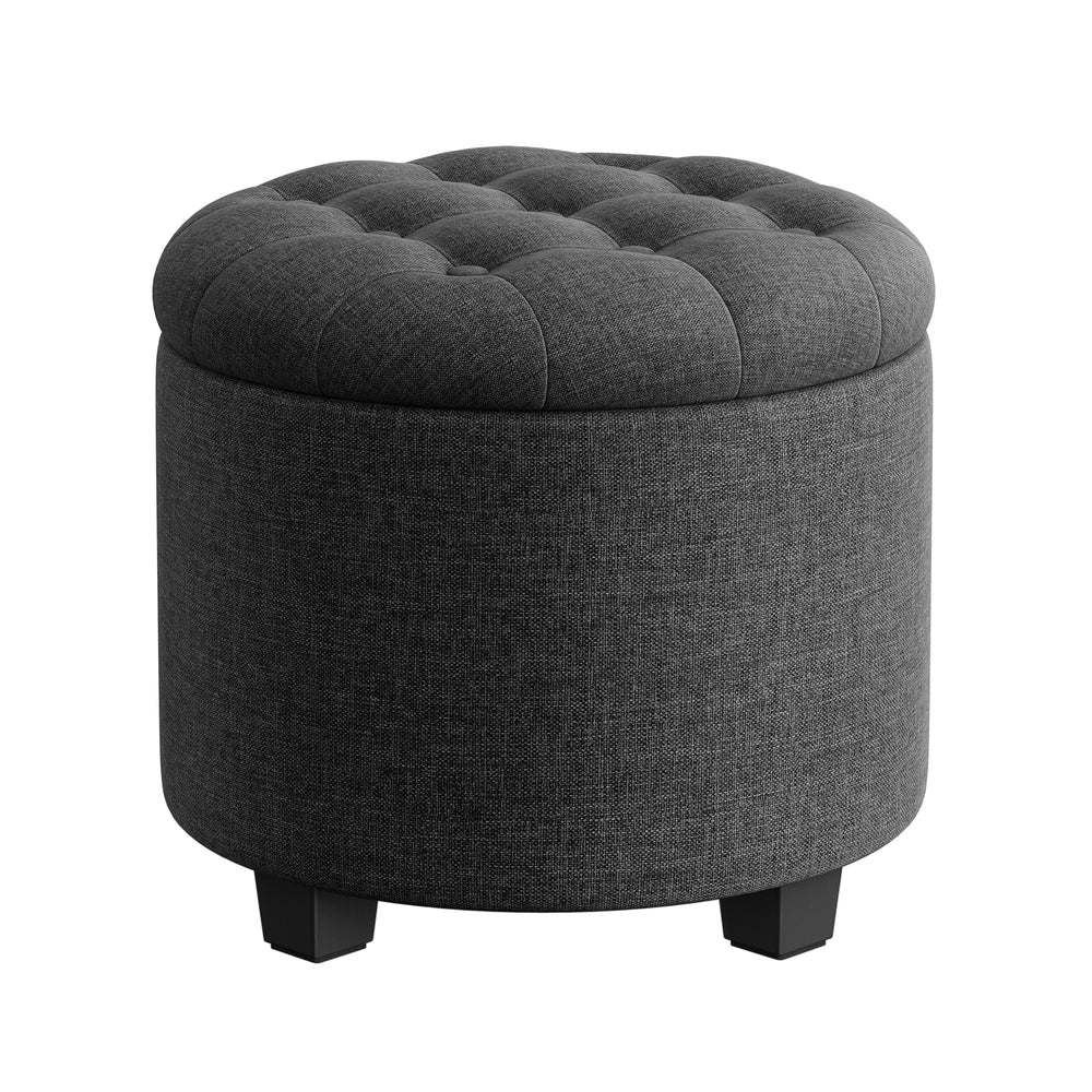 Linen Fabric Storage Ottoman - product photo 01