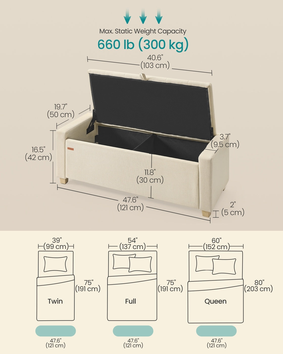 Linen Storage Ottoman Bench With Padded Seat For Bedroom Or Lounge - product photo 13