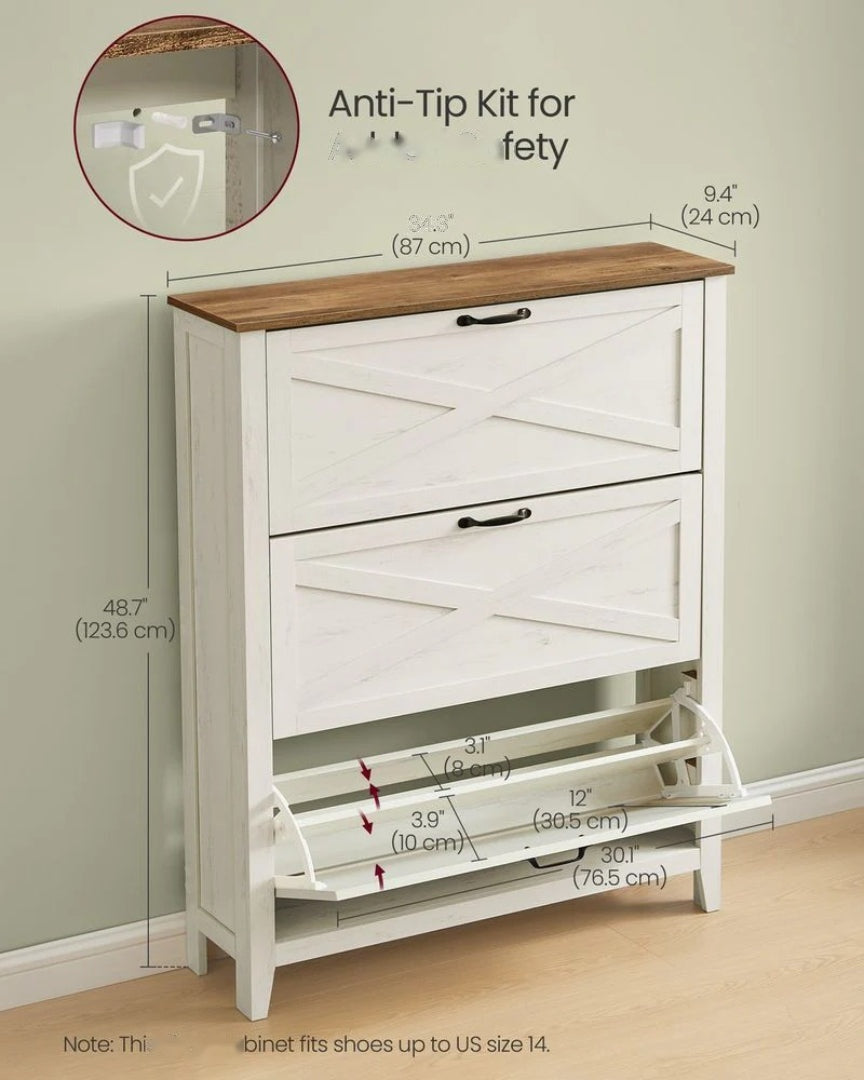 Shoe Storage Cabinet With 3 Flip Drawers – product view 7 | Ridgefield Furniture