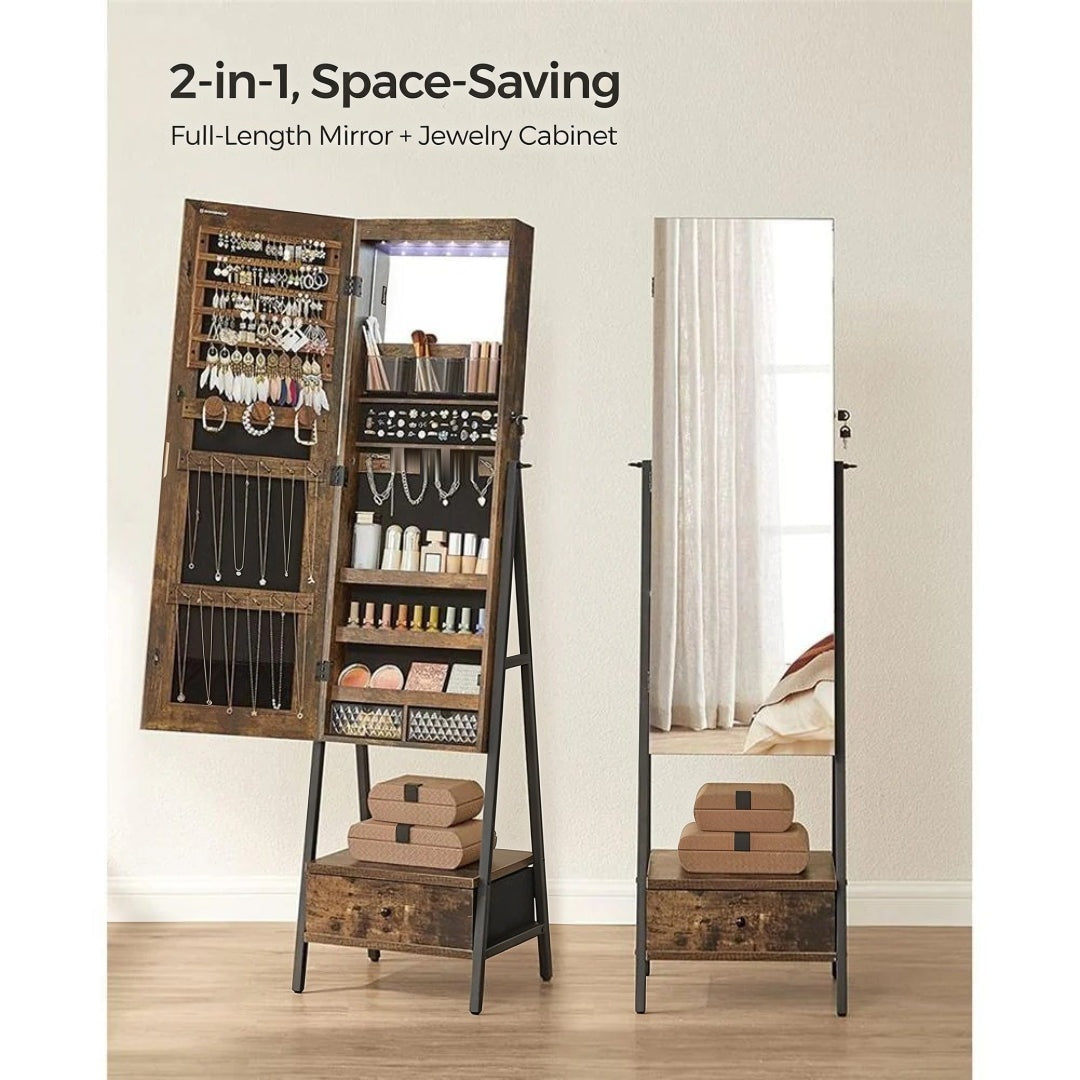 Lockable Jewelry Armoire With Full Length Mirror And Storage – product view 5 | Ridgefield Furniture