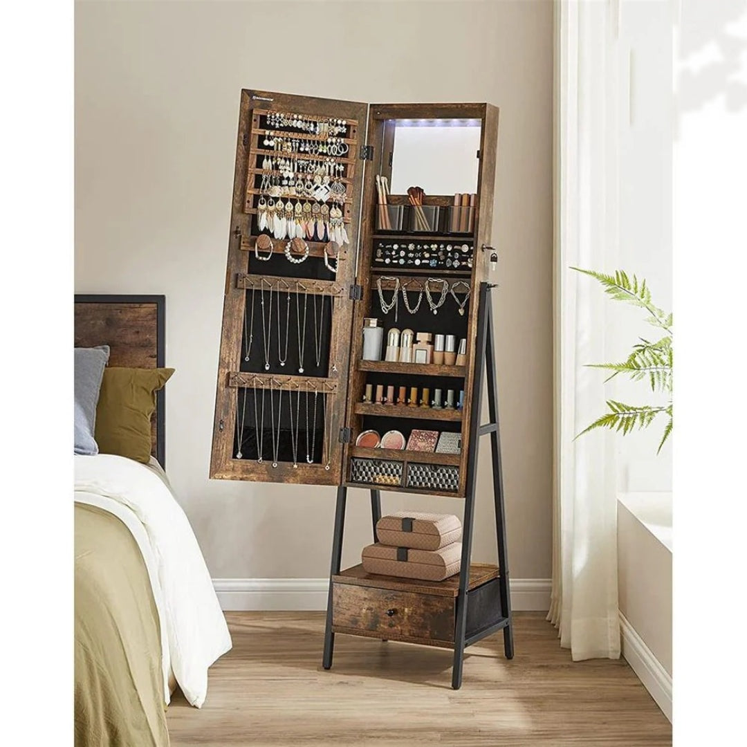 Lockable Jewelry Armoire With Full Length Mirror And Storage – product view 11 | Ridgefield Furniture