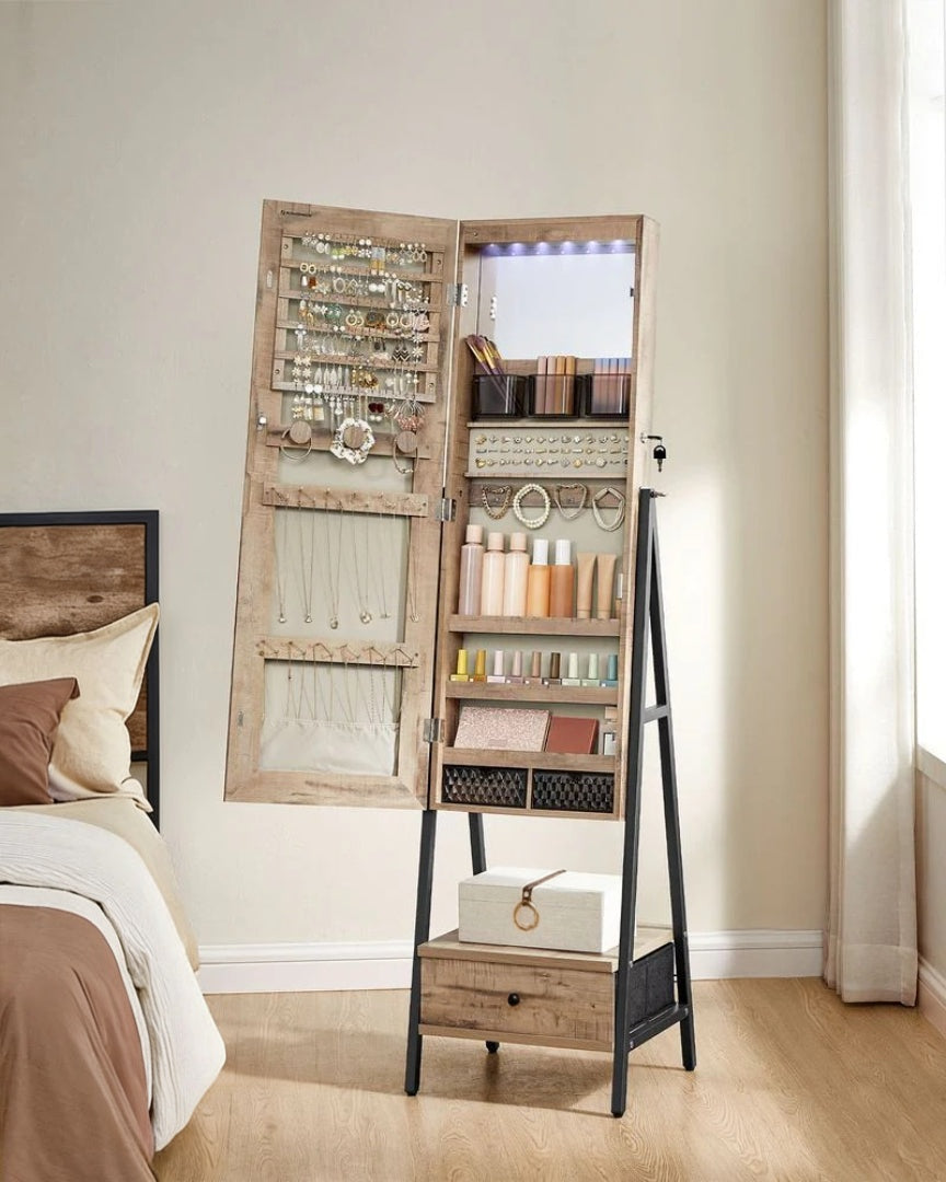 Lockable Jewelry Armoire With Full Length Mirror And Storage – product view 15 | Ridgefield Furniture
