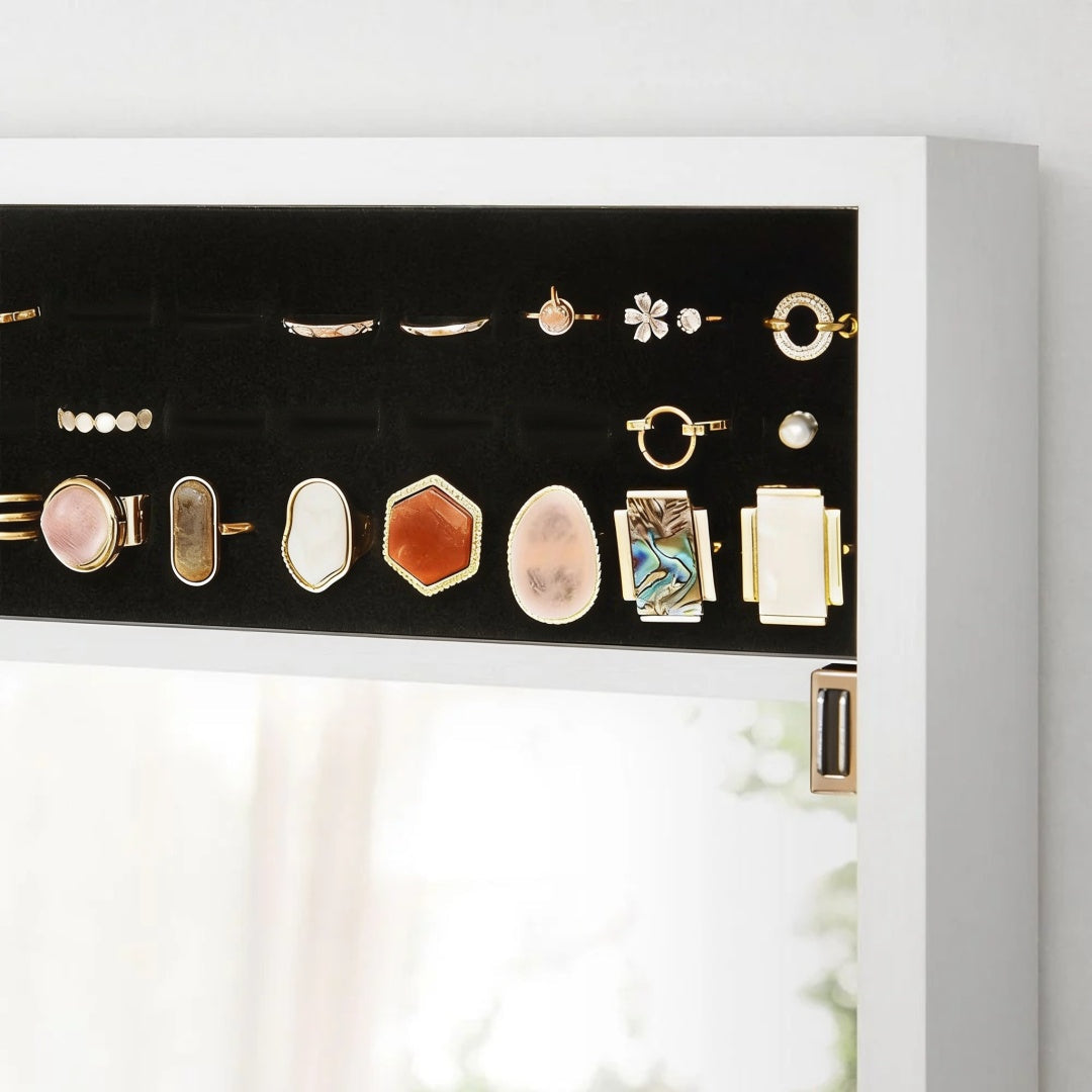 Lockable Mirror Jewelry Cabinet Armoire Wall Or Door Mounted – product view 14 | Ridgefield Furniture
