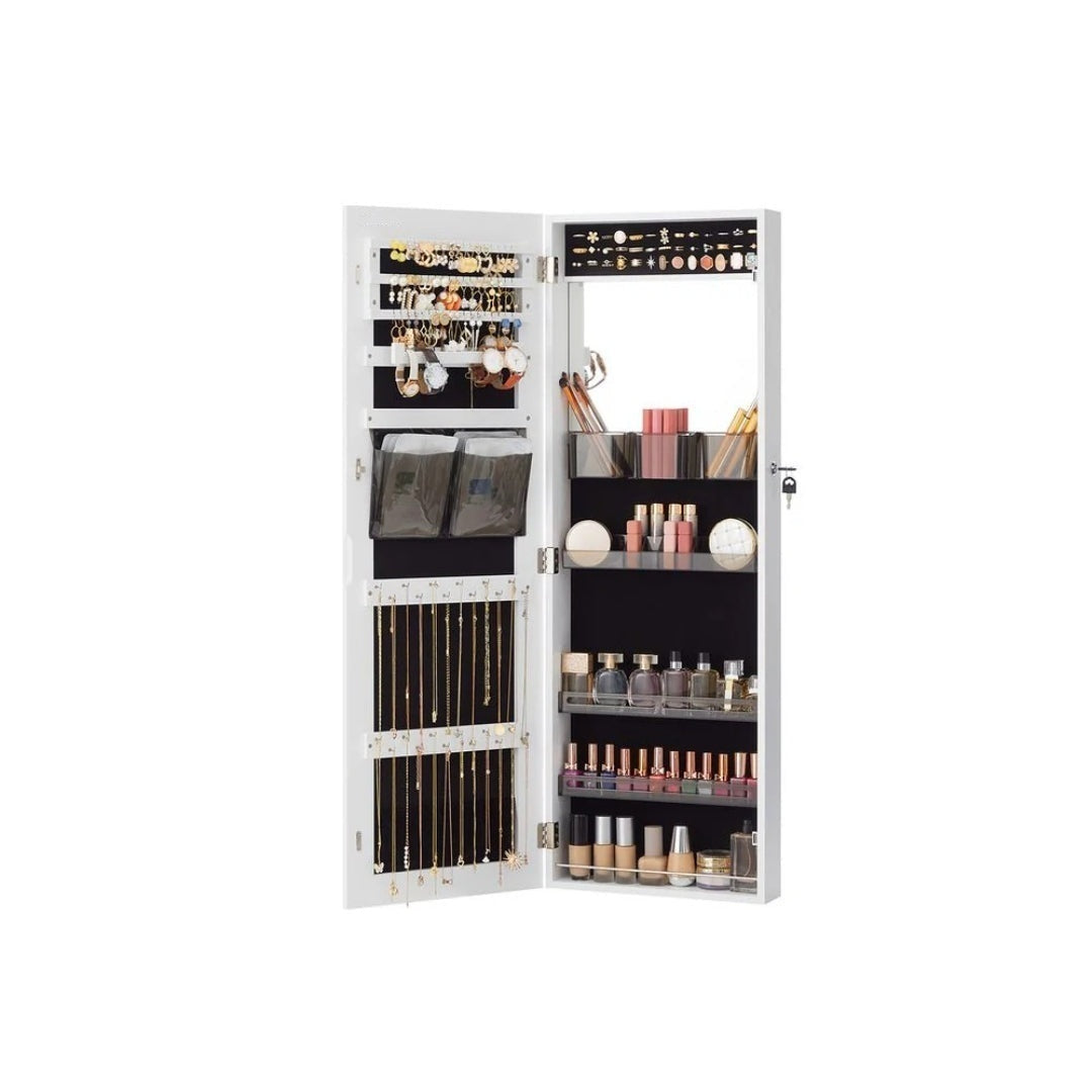 Lockable Mirror Jewelry Cabinet Armoire Wall Or Door Mounted – product view 15 | Ridgefield Furniture