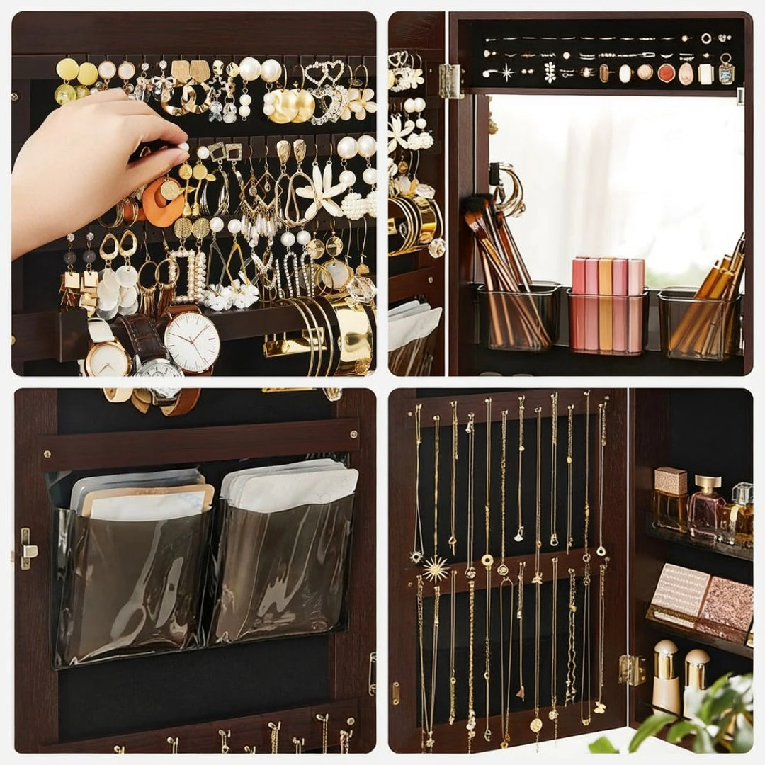 Lockable Mirror Jewelry Cabinet Armoire Wall Or Door Mounted – product view 16 | Ridgefield Furniture