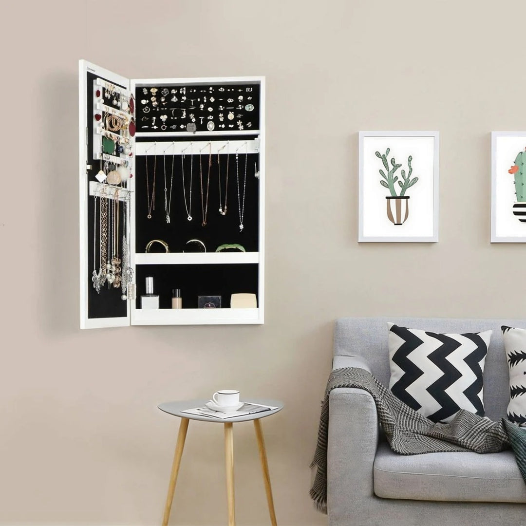 Lockable Mirror Jewelry Cabinet Wall Mounted Organizer – product view 5 | Ridgefield Furniture