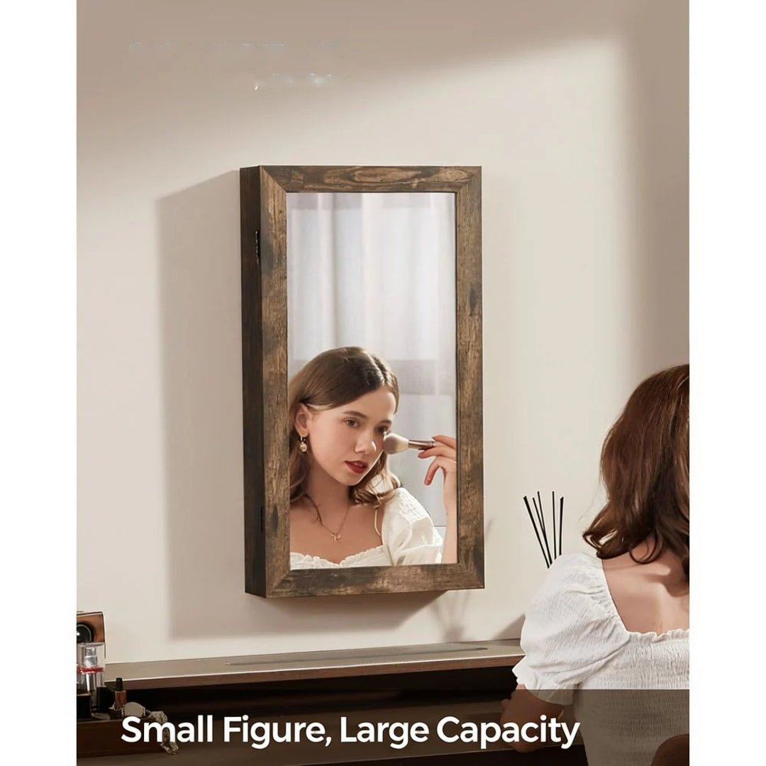 Lockable Mirror Jewelry Cabinet Wall Mounted Organizer – product view 10 | Ridgefield Furniture
