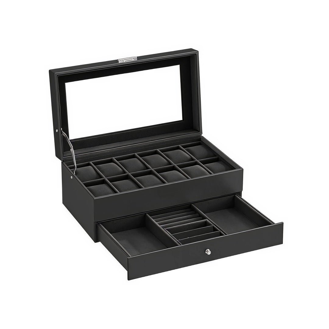 Lockable Watch Box With Glass Lid 6 8 Or 12 Slot – product view 7 | Ridgefield Furniture