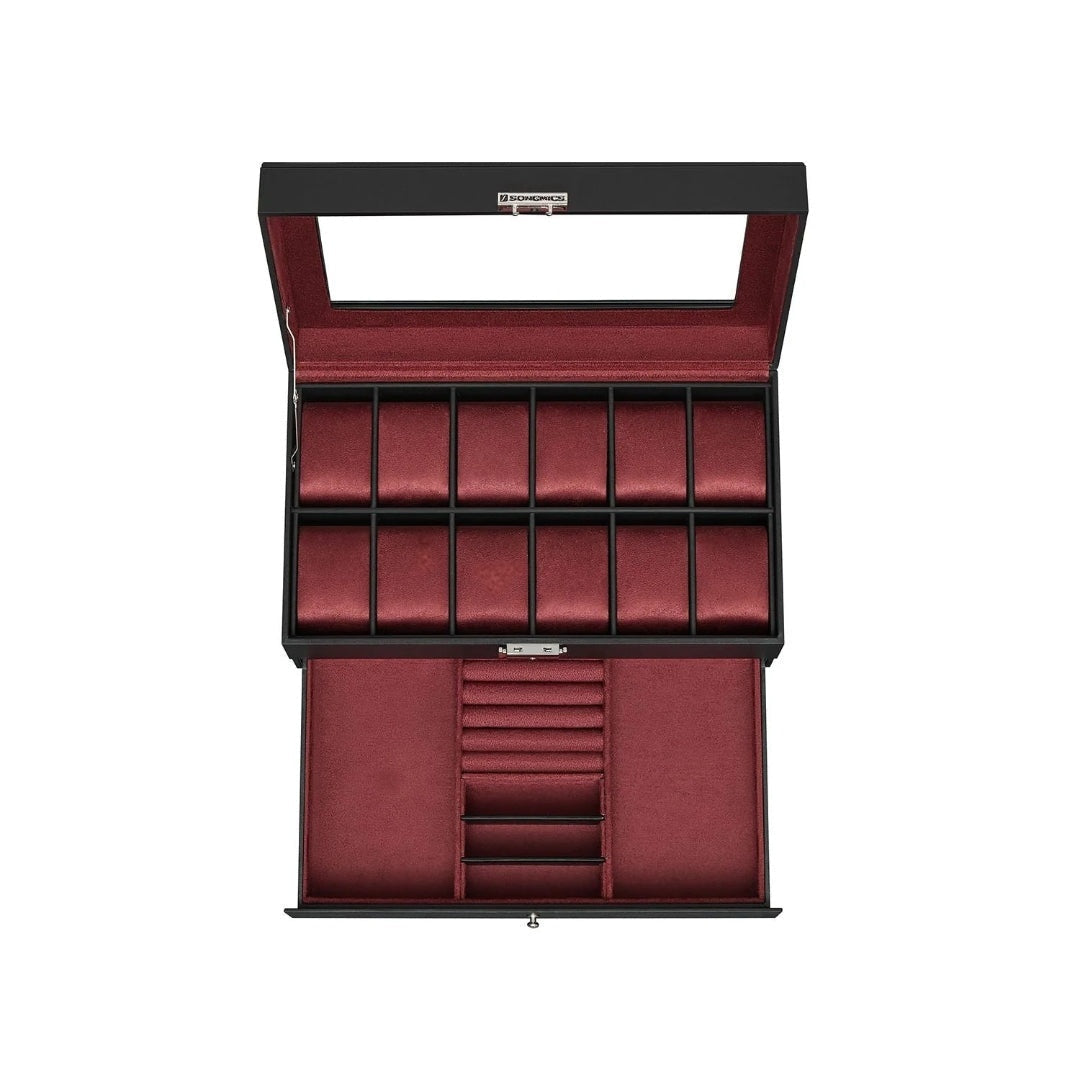 Lockable Watch Box With Glass Lid 6 8 Or 12 Slot – product view 8 | Ridgefield Furniture