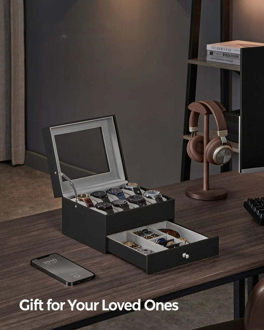 Lockable Watch Box With Glass Lid 6 8 Or 12 Slot – product view 15 | Ridgefield Furniture