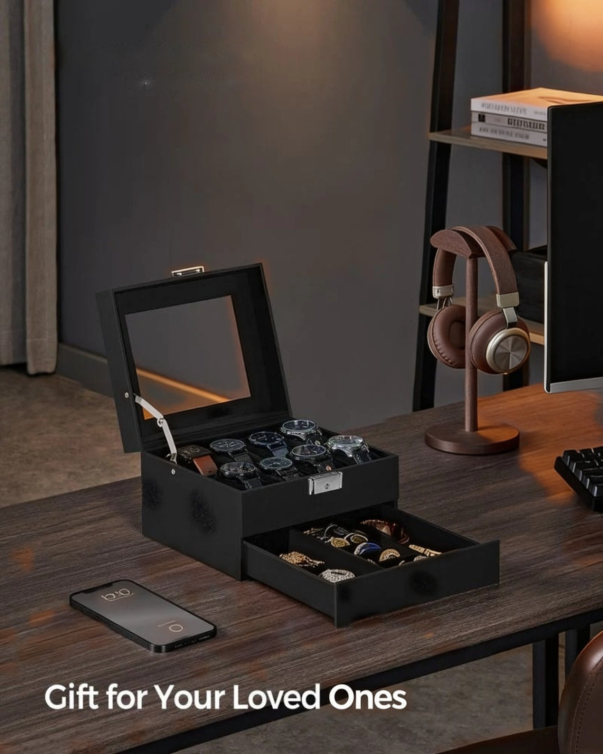 Lockable Watch Box With Glass Lid 6 8 Or 12 Slot – product view 29 | Ridgefield Furniture
