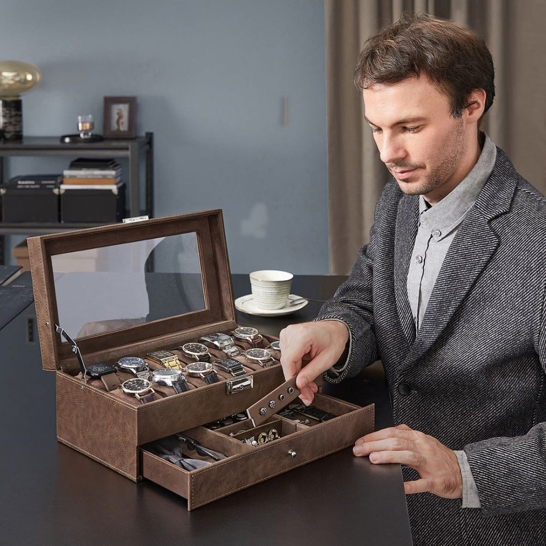 Lockable Watch Box With Glass Lid 6 8 Or 12 Slot – product view 39 | Ridgefield Furniture