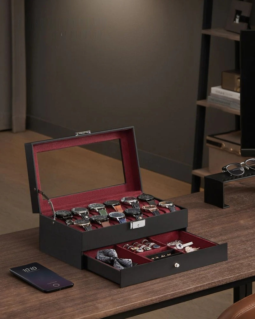 Lockable Watch Box With Glass Lid 6 8 Or 12 Slot – product view 47 | Ridgefield Furniture