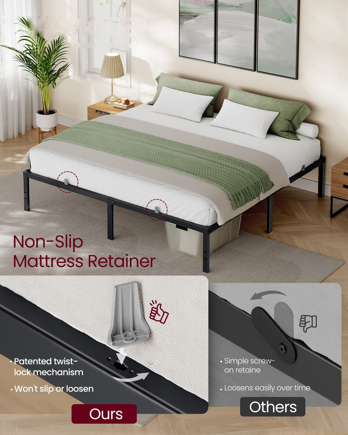 Metal Bed Frame With Under-Bed Storage - product photo 03