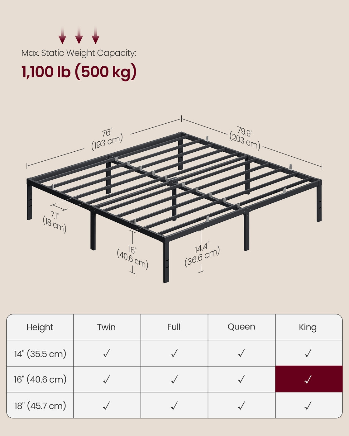 Metal Bed Frame With Under-Bed Storage - product photo 06