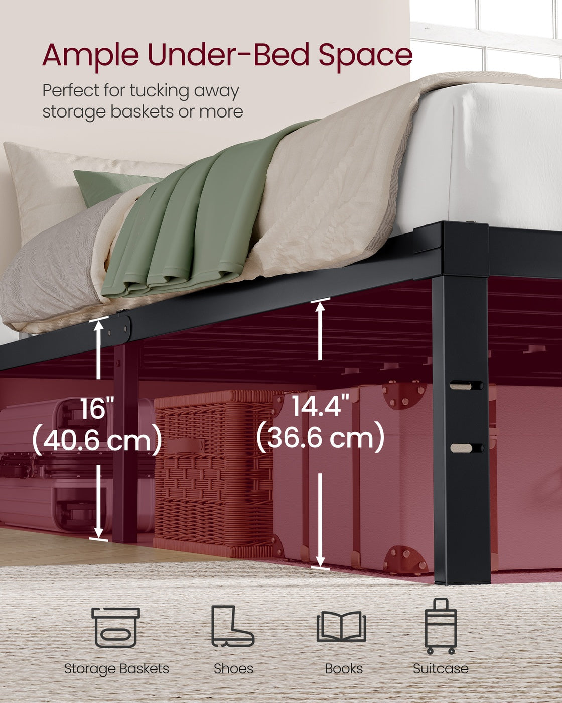 Metal Bed Frame With Under-Bed Storage - product photo 07