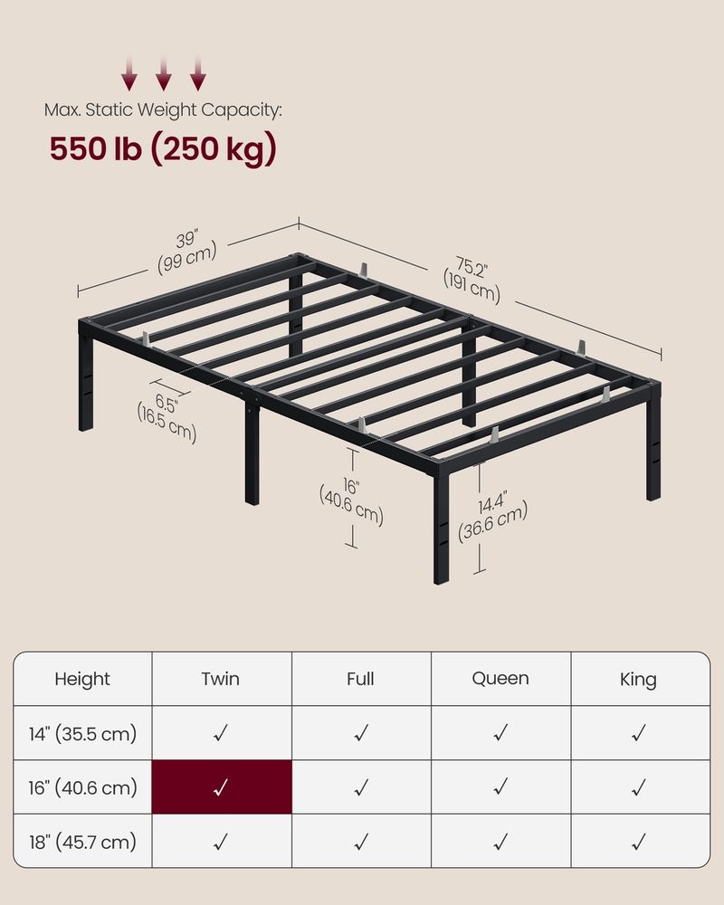 Metal Bed Frame With Under-Bed Storage - product photo 13