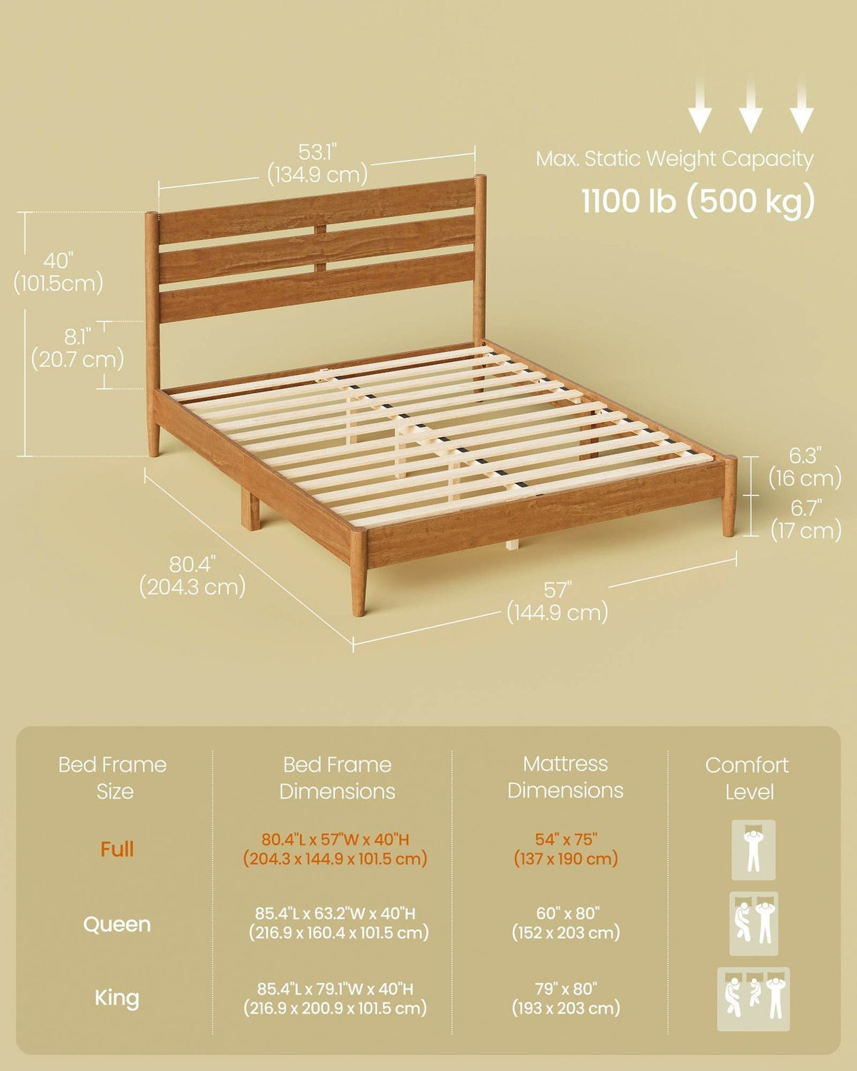 Mid-Century Modern Bed Frame With LED Headboard & Charging Station - product photo 18