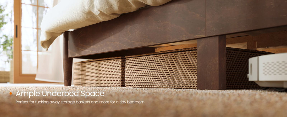 Mid-Century Modern Bed Frame With LED Headboard & Charging Station - product photo 40
